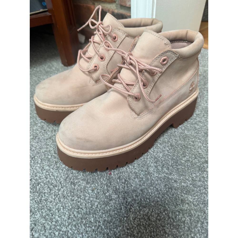 Timberland Sky 6 Inch Lace Up‎ Platform Boots Pink Nubuck Leather 5.5